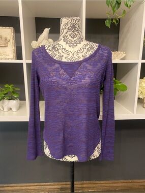 Splendid Purple and Blue Long-Sleeved Lightweight Knit Top